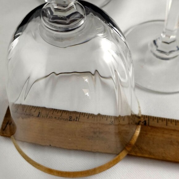 Crown Crystal Cape Cod Gold Rim Goblets 7.5" optic 24% leaded glasses 1970s 4pc - Picture 7 of 9